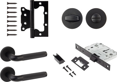 Комплект дверной фурнитуры Code Deco Slim H-40149-A-BLM с фиксатором (черный)