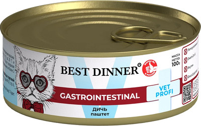 Влажный ветеринарный корм для кошек Best Dinner Vet Profi Gastrointestinal Exclusive Дичь (100г)