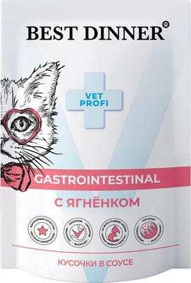 Влажный ветеринарный корм для кошек Best Dinner Vet Profi Gastro Intestinal кусочки в соусе с ягненком (85г)