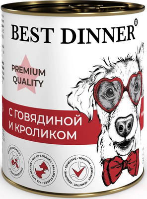 Влажный корм для собак Best Dinner Premium Меню №3 с говядиной и кроликом (340г)