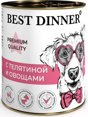 Влажный корм для собак Best Dinner Premium Меню №4 с телятиной и овощами (340г)
