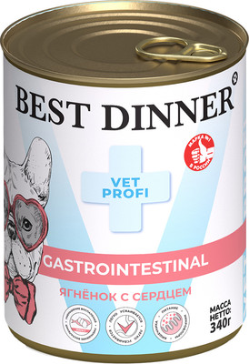 Влажный ветеринарный корм для собак Best Dinner Gastro Intestinal Exclusive Ягненок с сердцем (340г)