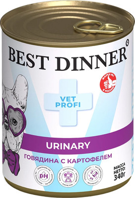 Влажный ветеринарный корм для собак Best Dinner Vet Profi Urinary Exclusive Говядина с картофелем (340г)