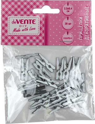 Набор прищепок декоративных deVente Silver / 8120403 (20шт)