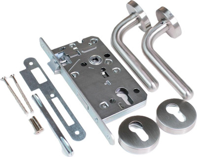 Замок врезной Arni 7504/41 с ручками на раздельной розетке из нерж. стали