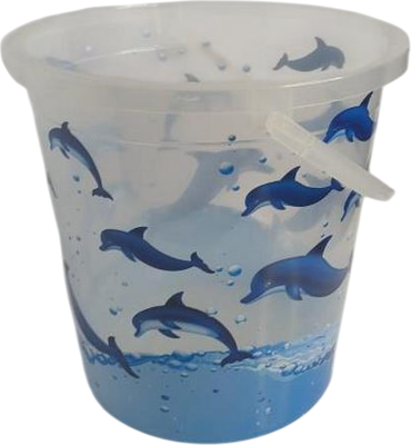 Ведро Русспласт Декор Дельфины / РП-1017-ДДП  (прозрачный)