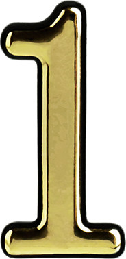 Цифра дверная Нора-М 1 55мм самоклеющаяся / 19470 (золотистый, пластик)