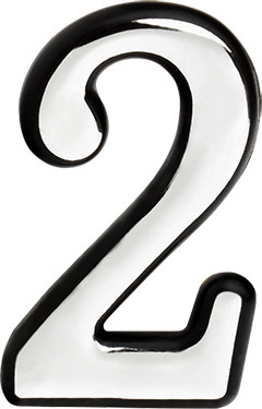 Цифра дверная Нора-М 2 55мм самоклеющаяся / 19473 (хром, пластик)