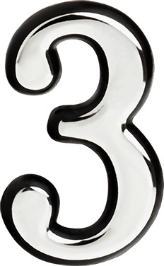 Цифра дверная Нора-М 3 55мм самоклеющаяся / 19475 (хром, пластик)