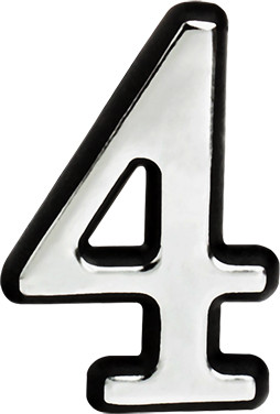 Цифра дверная Нора-М 4 55мм самоклеющаяся / 19477 (хром, пластик)
