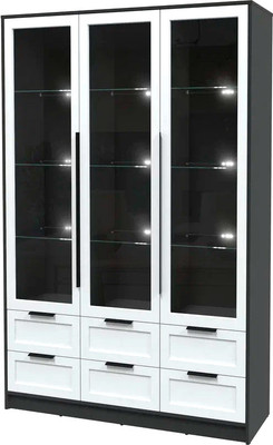 Шкаф с витриной Интерлиния Концепт Тренд КТ-ШВ3 с подсветкой (антрацит/белый)