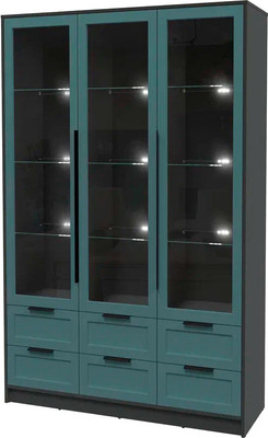 Шкаф с витриной Интерлиния Концепт Тренд КТ-ШВ3 с подсветкой (антрацит/верде)