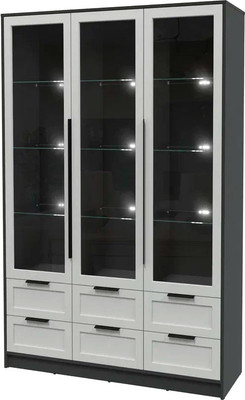 Шкаф с витриной Интерлиния Концепт Тренд КТ-ШВ3 с подсветкой (антрацит/грей)