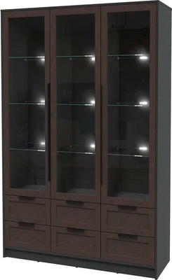 Шкаф с витриной Интерлиния Концепт Тренд КТ-ШВ3 с подсветкой (антрацит/дуб английский)