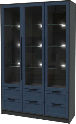 Шкаф с витриной Интерлиния Концепт Тренд КТ-ШВ3 с подсветкой (антрацит/дуб королевский)