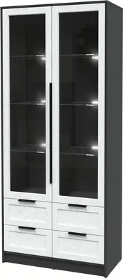 Шкаф с витриной Интерлиния Концепт Тренд КТ-ШВ2 с подсветкой (антрацит/дуб полярный)