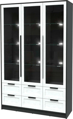 Шкаф с витриной Интерлиния Концепт Тренд КТ-ШВ3 с подсветкой (антрацит/дуб полярный)