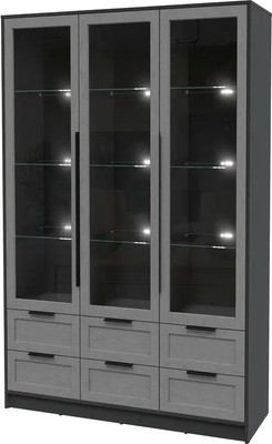 Шкаф с витриной Интерлиния Концепт Тренд КТ-ШВ3 с подсветкой (антрацит/дуб серый)