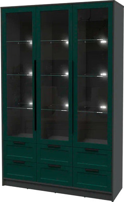 Шкаф с витриной Интерлиния Концепт Тренд КТ-ШВ3 с подсветкой (антрацит/изумруд)
