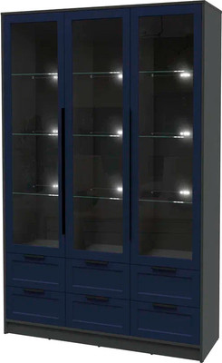 Шкаф с витриной Интерлиния Концепт Тренд КТ-ШВ3 с подсветкой (антрацит/индиго)