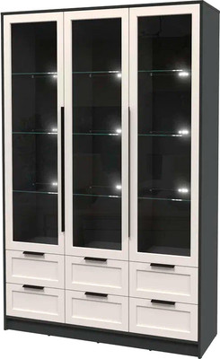 Шкаф с витриной Интерлиния Концепт Тренд КТ-ШВ3 с подсветкой (антрацит/кашемир)