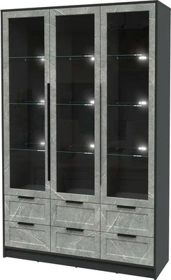 Шкаф с витриной Интерлиния Концепт Тренд КТ-ШВ3 с подсветкой (антрацит/керамика)