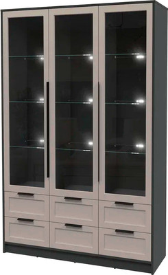 Шкаф с витриной Интерлиния Концепт Тренд КТ-ШВ3 с подсветкой (антрацит/луна)
