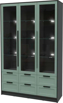 Шкаф с витриной Интерлиния Концепт Тренд КТ-ШВ3 с подсветкой (антрацит/мята)