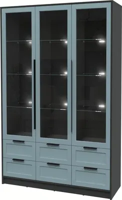 Шкаф с витриной Интерлиния Концепт Тренд КТ-ШВ3 с подсветкой (антрацит/океан)