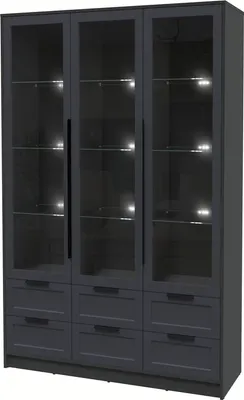 Шкаф с витриной Интерлиния Концепт Тренд КТ-ШВ3 с подсветкой (антрацит/пепел)
