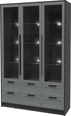 Шкаф с витриной Интерлиния Концепт Тренд КТ-ШВ3 с подсветкой (антрацит/серый)