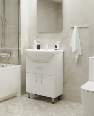 Тумба с умывальником Mixline Мистраль-60 556883 + Уют 60