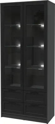 Шкаф с витриной Интерлиния Концепт Тренд КТ-ШВ2 с подсветкой (антрацит/черный)