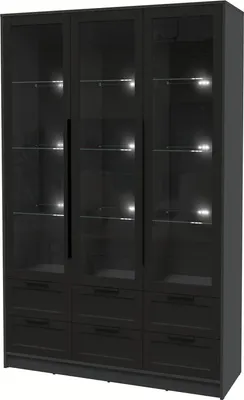 Шкаф с витриной Интерлиния Концепт Тренд КТ-ШВ3 с подсветкой (антрацит/черный)