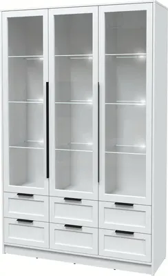 Шкаф с витриной Интерлиния Концепт Тренд КТ-ШВ3 с подсветкой (белый платинум/белый)