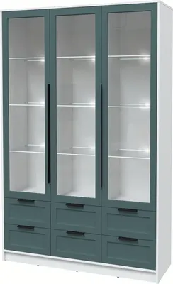 Шкаф с витриной Интерлиния Концепт Тренд КТ-ШВ3 с подсветкой (белый платинум/верде)