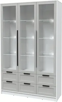 Шкаф с витриной Интерлиния Концепт Тренд КТ-ШВ3 с подсветкой (белый платинум/грей)