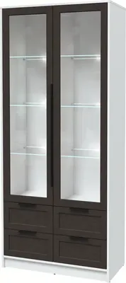 Шкаф с витриной Интерлиния Концепт Тренд КТ-ШВ2 с подсветкой (белый платинум/дуб английский)