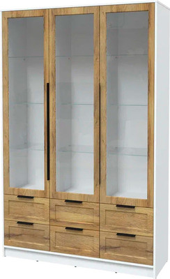 Шкаф с витриной Интерлиния Концепт Тренд КТ-ШВ3 (белый платинум/дуб вотан)