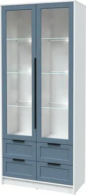 Шкаф с витриной Интерлиния Концепт Тренд КТ-ШВ2 с подсветкой (белый платинум/дуб лазурный)