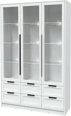 Шкаф с витриной Интерлиния Концепт Тренд КТ-ШВ3 с подсветкой (белый платинум/дуб полярный)