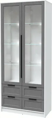 Шкаф с витриной Интерлиния Концепт Тренд КТ-ШВ2 с подсветкой (белый платинум/дуб серый)