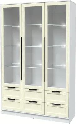 Шкаф с витриной Интерлиния Концепт Тренд КТ-ШВ3 с подсветкой (белый платинум/дуб снежный)