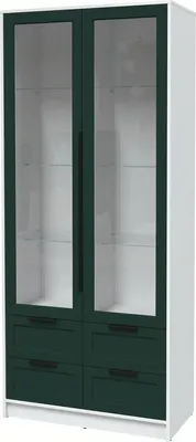 Шкаф с витриной Интерлиния Концепт Тренд КТ-ШВ2 (белый платинум/изумруд)