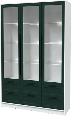 Шкаф с витриной Интерлиния Концепт Тренд КТ-ШВ3 с подсветкой (белый платинум/изумруд)