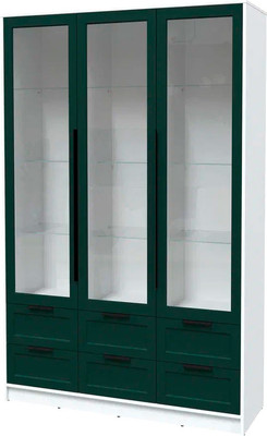 Шкаф с витриной Интерлиния Концепт Тренд КТ-ШВ3 (белый платинум/изумруд)