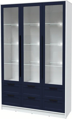 Шкаф с витриной Интерлиния Концепт Тренд КТ-ШВ3 с подсветкой (белый платинум/индиго)