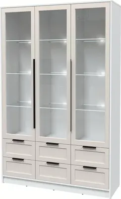 Шкаф с витриной Интерлиния Концепт Тренд КТ-ШВ3 с подсветкой (белый платинум/кашемир)