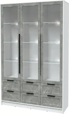 Шкаф с витриной Интерлиния Концепт Тренд КТ-ШВ3 с подсветкой (белый платинум/керамика)