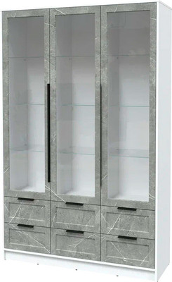 Шкаф с витриной Интерлиния Концепт Тренд КТ-ШВ3 (белый платинум/керамика)